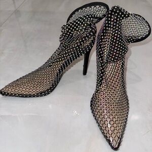 Elegant Black Mesh Stiletto Heels